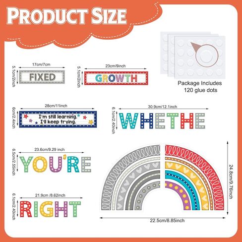 38 Pcs Growth Mindset Posters Bulletin Board Set Classroom Inspirational Poster Motivational Wall Decoration Signs Positive Sayings Accent Cutouts for Teacher Student Home Bedroom Decor (Marquee) in Saudi Arabia