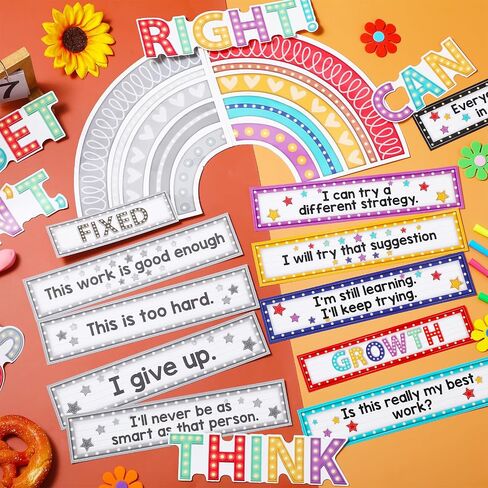38 Pcs Growth Mindset Posters Bulletin Board Set Classroom Inspirational Poster Motivational Wall Decoration Signs Positive Sayings Accent Cutouts for Teacher Student Home Bedroom Decor (Marquee) in Saudi Arabia
