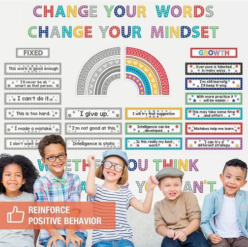38 Pcs Growth Mindset Posters Bulletin Board Set Classroom Inspirational Poster Motivational Wall Decoration Signs Positive Sayings Accent Cutouts for Teacher Student Home Bedroom Decor (Marquee) in Saudi Arabia