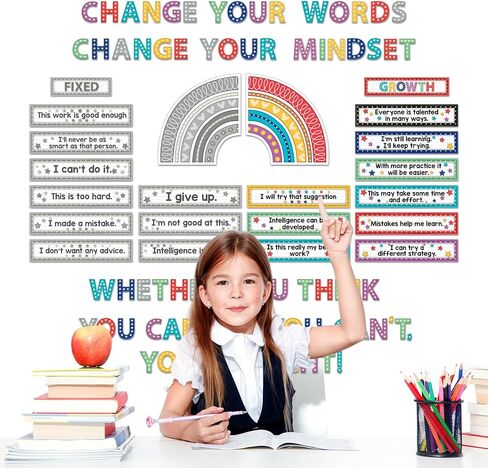 38 Pcs Growth Mindset Posters Bulletin Board Set Classroom Inspirational Poster Motivational Wall Decoration Signs Positive Sayings Accent Cutouts for Teacher Student Home Bedroom Decor (Marquee) in Saudi Arabia