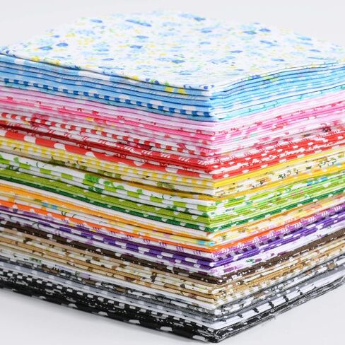 70 قطعة من حزم نسيج اللحف المربعة ذات التصميم غير المتكرر، 9.8 بوصة × 9.8 بوصة (25 × 25 سم) 100% قطن مطبوع على شكل زهور، متعدد الألوان مسبقًا للخياطة اليدوية المرقعة in Saudi Arabia