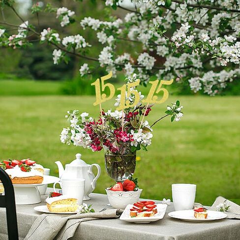 12PCS 50th Birthday Party Centerpiece Gold 50th Birthday Party Decorations for Girls Boys Cheers to 50th Happy 50th Birthday 50th Floral Decorations for 50th Birthday Party Supplies (gold 50th) in Kuwait