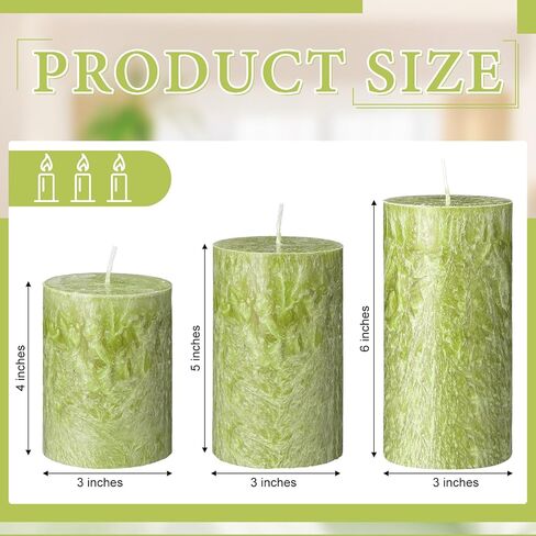 MTLEE 3 Pieces Fall Rustic Textured Unscented Pillar Candle Christmas Winter Decorative Dripless Pillar Candle Farmhouse Country Wedding Holiday Dinner Home Decor(Orange Brown) in Saudi Arabia