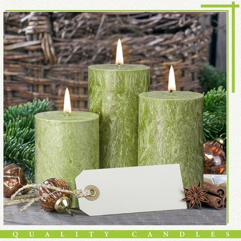 MTLEE 3 Pieces Fall Rustic Textured Unscented Pillar Candle Christmas Winter Decorative Dripless Pillar Candle Farmhouse Country Wedding Holiday Dinner Home Decor(Orange Brown) in Saudi Arabia