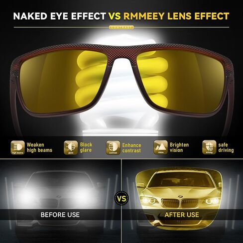 Night Vision Glasses for Men and Women Yellow Safety Driving Glasses with UV Protection and Anti Glare in Saudi Arabia