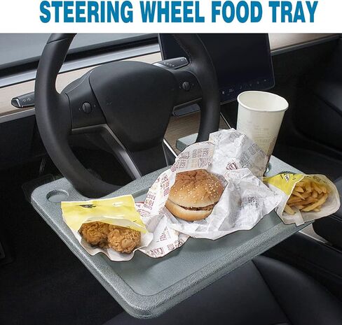 Steering Wheel Tray Universal Double-Sided Car Food Trays for Eating Reading Car Tray Table for Travel Cup Holder Desk for Driver Car Laptop Mount (Gray) in Kuwait