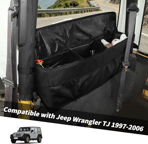 Jimen Compatible with Jeep Wrangler TJ 1997-2006, Trunk Storage Bag Cargo Organizer, Passenger Side in Saudi Arabia