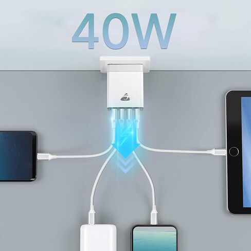 USB Wall Charger Block,Aioneus 40W 4-Port Charging Block,QC 3.0 Fast USB Wall Plug for iPhone Xs/XS Max/XR/X/8/7/6,Tablets,Charging Cube with Galaxy/Note/Edge,LG,Nexus,HTC,Google Pixel,and More in Kuwait