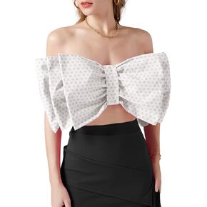 قميص LYANER نسائي مثير بطبقة فيونكة وربطة عنق بدون أكمام وطباعة بدون حمالات للحفلات منفوش بدون أكمام in Kuwait