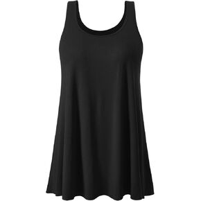 AMVELOP Tank Top for Women Built in Bra Casual Flowy Tank Pleated Sleeveless Top Loose Fit S-XXXXL