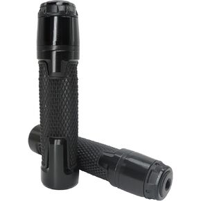 HiSport Motorcycle Handlebar Grips Universal 7/8" 22mm CNC Aluminum Rubber Anti-Slip Handle Bars for Bike Bicycle,Black