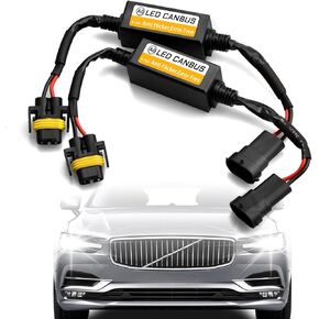 2PCS 9006/9005/9012 LED Headlight Canbus Decoder, Car Warning Error Decoder Canceller Capacitors LED Blinker Resistor Kit, LED Light Bulb Anti Flicker Relay Harness Adapter for Cars Trucks SUVs