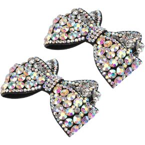 Happyyami 1 Pair Bow Shoe Clips Rhinestone Crystal Shoe Clips Bridal Shoe Buckles DIY Shoe Decoration for Wedding Party Decoration