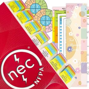 علامات تبويب كتاب الكود الكهربائي الوطني (NEC) لعام 2023، و140 قطعة من علامات التبويب المؤشرة المقاومة للماء والمصفحة بالألوان (الكتاب غير متضمن)، مع مخطط سلكي/دليل صيغة وملصقين لقانون أوم