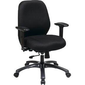 Office Star 24/7 Elite Intensive Use Ergonomic Office Chair with 2-to-1 Synchrony Tilt with Seat Slider, Adjustable Arms and Titanium Finish Aluminum Base, Icon Black