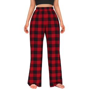 Women Plaid Pajama Pants Plus Size Soft Comfy Lounge Pants Stretch Pj Bottoms Pants Sleepwear