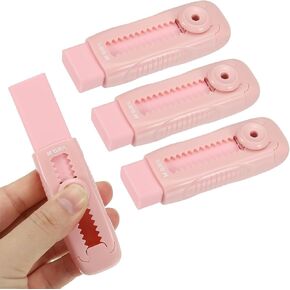 M&G 4 Pack Erasers, Purple Sliding Retractable Eraser Push Pull Cute Pencil Erasers Soft Large Easy to Clean with Plastic Sleeve for Sketching Drawing Artists Teacher Pencils, Purple