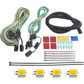 Oyviny Universal Hy-Power Diode Wiring Kit Motorhome RV Towed Vehicle Wiring Diode Kit, 4 Pin Flat Trailer Extension Wire Connects RV to Towed Lighting 4 Diodes Taillight Wiring System