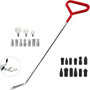 LadyRosian Paintless Dent Repair Tool Dent Removal Rods Set Stainless Steel Tools with Accessories for Car Body Dent and Hail Damage Repair