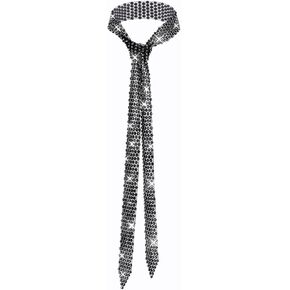 Vinzar Boho Mesh Rhinestone Tie Necklace Shining Diamond Choker Necklace Black Tie Collar Necklace Women Necklace Jewelry for Prom Party Daily