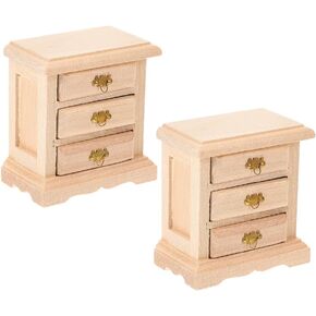ibasenice 2 Dollhouse Nightstands - Miniature Furniture for Bedroom Decor, Wooden Bedside Tables and Cabinets for 1:16 Scale Dollhouses, Suitable for Ages 16+