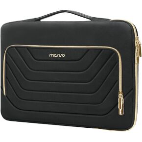 MOSISO 360 Protective Laptop Sleeve 13-14 inch, 13.3 inch Carry Case Compatible with MacBook Air 13, Compatible with MacBook Pro 13/14, Side Open Bag with Inverted Trapezoid Quilted Pocket, Black