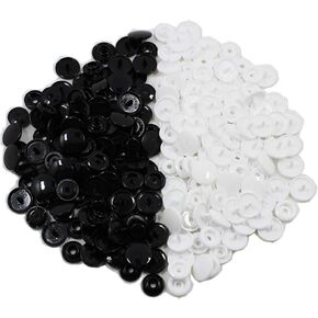 400 Sets Snaps KAM, BetterJonny White & Black Size 20 (1/2 inch) T5 Resin Plastic Snaps Sewing Fasteners Punch Poppers Snaps for Cloth Crafts Towels Mama Pads