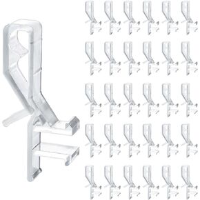 30 Pcs Hidden Channel Valance Clips 1-7/8 Inch Clear Plastic Valance Clips for Blinds, Window Blind Clips, Blind Channel Cover Clips for Valance with a Groove in The Back (Clear)