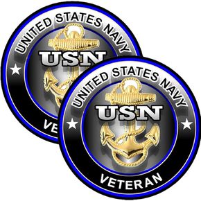 2 حزمة من ملصقات الفينيل للمحاربين القدامى في البحرية الأمريكية - 4 بوصات - ملصقات المحاربين القدامى في الجيش الأمريكي لسيارة شاحنة فان نافذة ممتص الصدمات للكمبيوتر المحمول والكمبيوتر اللوحي وزجاجة مياه وأي سطح أملس in Kuwait