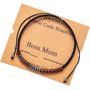 JoycuFF Inspirational Morse Code Bracelets for Men Women Girls Mothers Day Birthday Christmas Gifts for Mom Mother Father Daughter Aunt Grandmother Jewelry Cord Wrap Memorial Graduation Bracelets