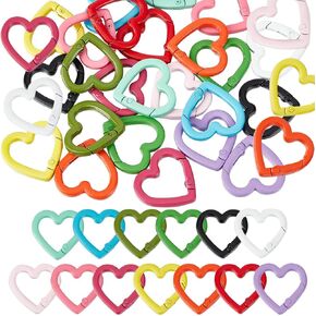 SUNNYCLUE 26PCS 13 COLOR Heart Spring Clasp Spring Key Rings Alloy Purse Ring Clip Trigger Colorful Love Keyring Small Snap Hooks Buckles Fastener Connectors Rings for Jewelry Making Supply Diy Crafts