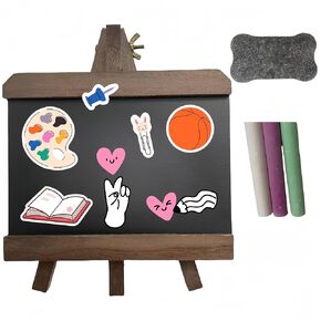 1 Pcs Small Chalkboard Tabletop Stand, Chalkboard Wood Countertop Kitchen Bar Memo Board, Message Anniversary Wedding Birthday Party Announcements Painting Board with Chalk and Eraser