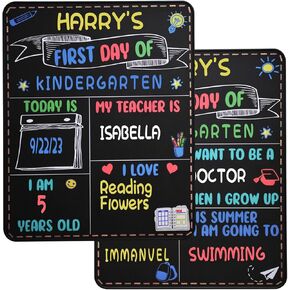 First and Last Day of School Board Reusable, Back to School Chalkboard Sign - 13.8 x 11 Inch Double Sided 1st Day of School Chalkboard Sign, My First Day of Kindergarten Preschool Sign for Kids