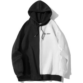 SOLY HUX Men's Casual Colorblock Pullover Fashion Loose Fit Long Sleeve Graphic Trendy Drawstring Hoodie Sweatshirt