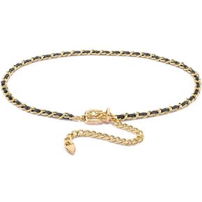 Ayliss Women Chain Waist Belt Metal Skinny Dress Belt Cinch Fashion Silver Golden Waist Belt Belly Pu Leather Waistbands