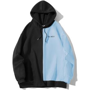 SOLY HUX Men's Casual Colorblock Pullover Fashion Loose Fit Long Sleeve Graphic Trendy Drawstring Hoodie Sweatshirt