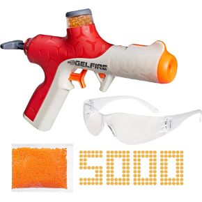 مسدس Nerf Pro Gelfire Twist Shot، 150 إطارًا في الثانية، 5000 طلقة Gelfire، بطانة T-Pull، قادوس مدمج 80 مستدير، نظارات، للأعمار من 14 عامًا فما فوق