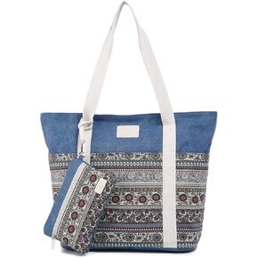 Wxnow Canvas Tote Bag for Women Top Handle Satchel Handbags Shoulder Bag Purse