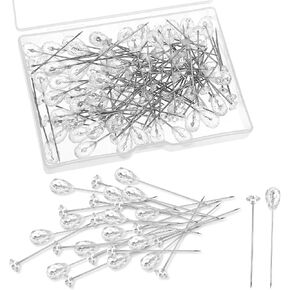 100 PCS Boutonniere Pins, Bouquet Pins Diamond Pins for Bouquets, Sewing Corsages Flower Pins, Clear Straight Floral Pins for Wedding, Jewelry, Anniversaries Flower Accessories Decorations