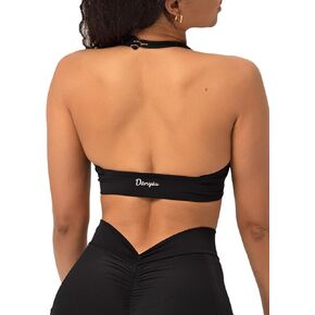 Danysu Adjustable Halter Sports Bra Butter Soft Open Back Workout Tops with Removable Padded Yoga Training Bras Going Out Top
