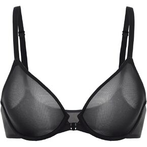 INLYRIC Women's Mesh Front Closure Bras Unlined Sheer Demi Plunge Supportive Comfortable Seamless Underwire Bra