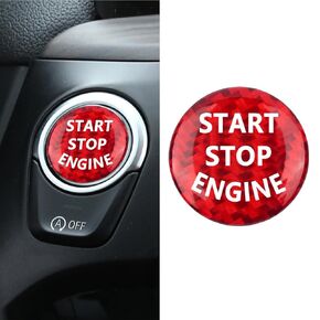 Carbon Fiber Car Push Start Button Cover,25-26mm Engine Start Button Cover Car Decorations,Universal Car Ignition Button Cover Car Interior Accessories for Most Cars SUVs (Carbon Red)