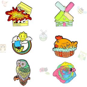 Funny Windmill House Enamel pins Cartoon Brooch Lapel Pin Enamel Badge Cool Pin Suitable For Bags Backpack Clothes Decoration Gift Party