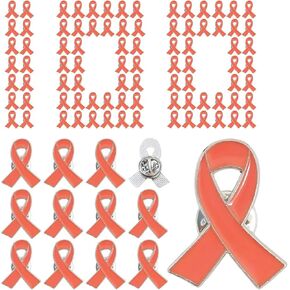 Orange Ribbon Pins 100 pieces Orange Awareness Brooches Products for Leukemia Awareness Kidney Cancer Multiple Sclerosis Gun Violence Awareness