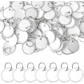 100pcs Metal Rim Tags Key Tags Round Paper Tags with Metal Rings for Car Keys and Door Keys,White
