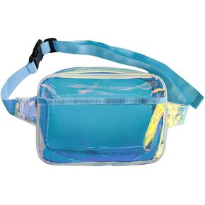 Holographic Waist bag with Adjustable Strap,Iridescent Waterproof Outdoor Sports Bag,Clear Fanny Pack for Women and Men