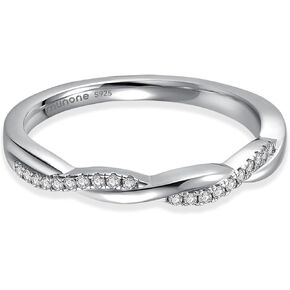 munone 14k White Gold Plated Channel Set 3mm Half Eternity Moissanite Matching Wedding Band,Round Cut 0.36ct Lab Created Diamond Band Ring for Women with Love Letter Packaging