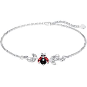 Ladybug Bracelet Sterling Silver Lady Bug Bracelet Ladybug Jewelry Gifts for Women