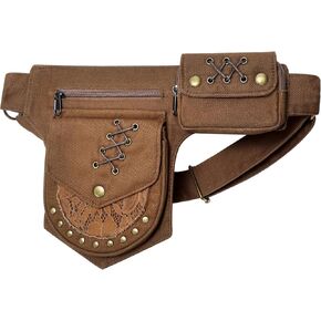 Renaissance Waist Bag Pouch for Women Vintage Medieval Waist pack Hip Bag Lace Chest Pack Halloween Fanny Bag with Adjustable Belt Strap