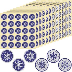 300 Pcs Christmas Embossed Envelope Stickers Self Adhesive Merry Christmas Sealing Stickers Xmas Envelope Seals Holiday Foil Round Decals for Greeting Card Invitation (Snowflake Style)